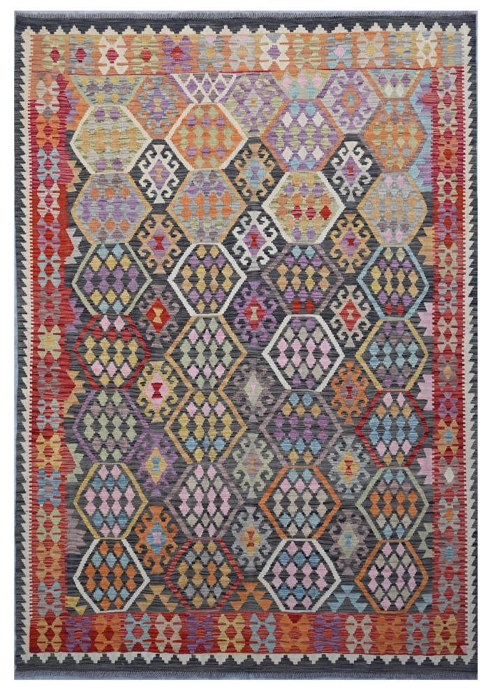 Afghan rug Kilim Afghan 9'6"x6'9" 9'6"x6'9", Persian Rug Woven by hand