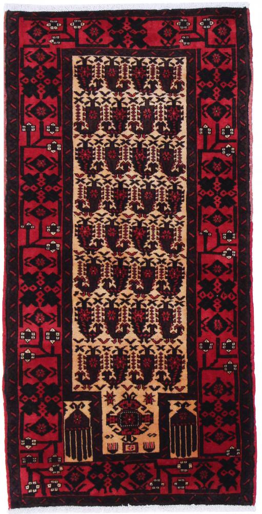 Persian Rug Baluch 4'10"x2'4" 4'10"x2'4", Persian Rug Knotted by hand