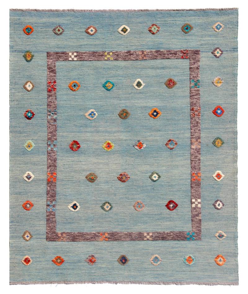 Alfombra afgana Kilim Afghan Nimbaft Edition 195x154 195x154, Alfombra persa Tejido a mano