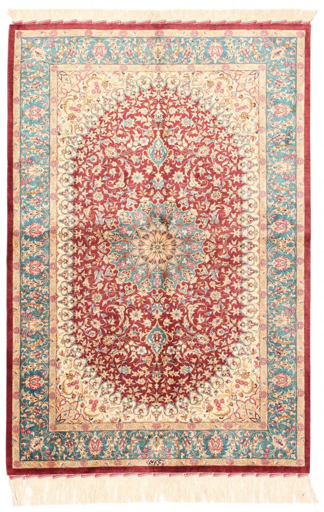 Perzsa szőnyeg Ghom Selyem 4'11"x3'4" 4'11"x3'4", Perzsa szőnyeg Kézzel csomózva