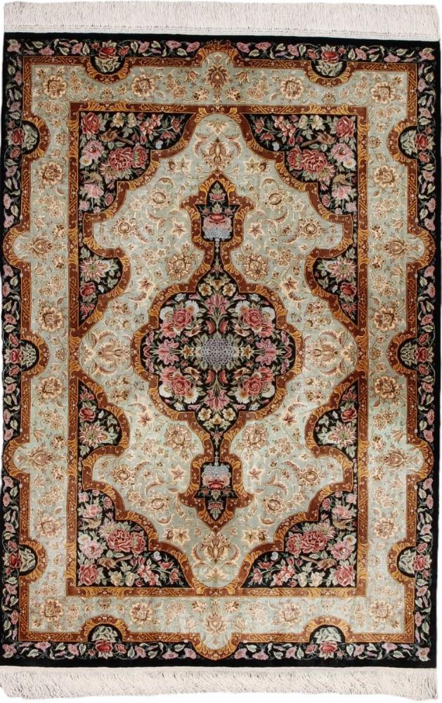 Covor persan Qom Mătase 148x105 148x105, Covor persan Lucrate de mână