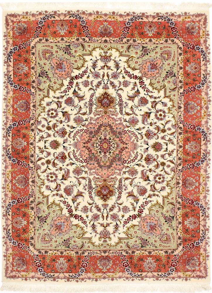 Persian Rug Tabriz 65Raj Silk Warp 206x156 206x156, Persian Rug Knotted by hand