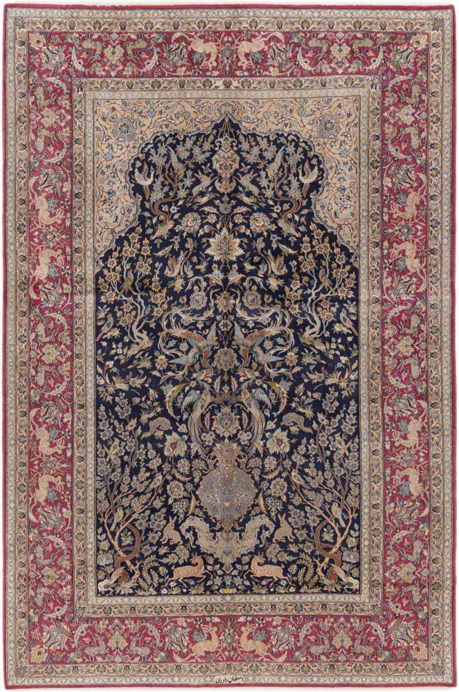 Persian Rug Isfahan Davari Silk Warp 7'10"x5'3" 7'10"x5'3", Persian Rug Knotted by hand