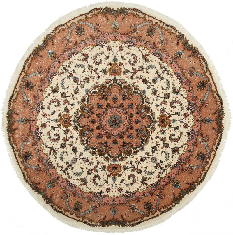 Persian Rug Tabriz 60Raj 9'6"x9'6" 9'6"x9'6", Persian Rug Knotted by hand