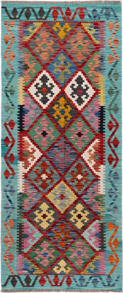 Afghanischer Teppich Kelim Afghan 200x85 200x85, Perserteppich Handgewebt