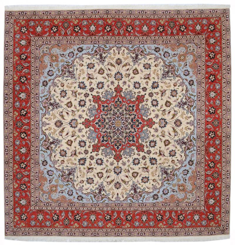 Tapete persa Tabriz 50Raj 250x251 250x251, Tapete persa Atado à mão