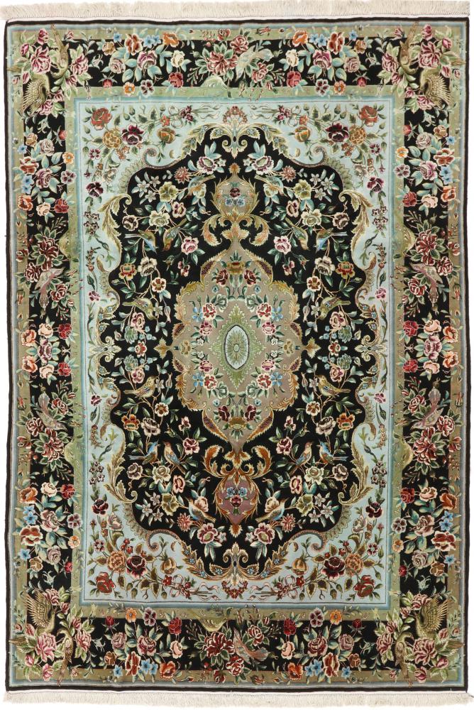 Tapete persa Tabriz 70Raj  Fio de Seda 216x146 216x146, Tapete persa Atado à mão