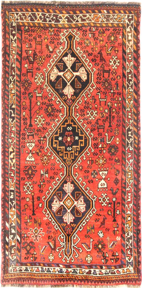 Persian Rug Shiraz 7'5"x3'8" 7'5"x3'8", Persian Rug Knotted by hand