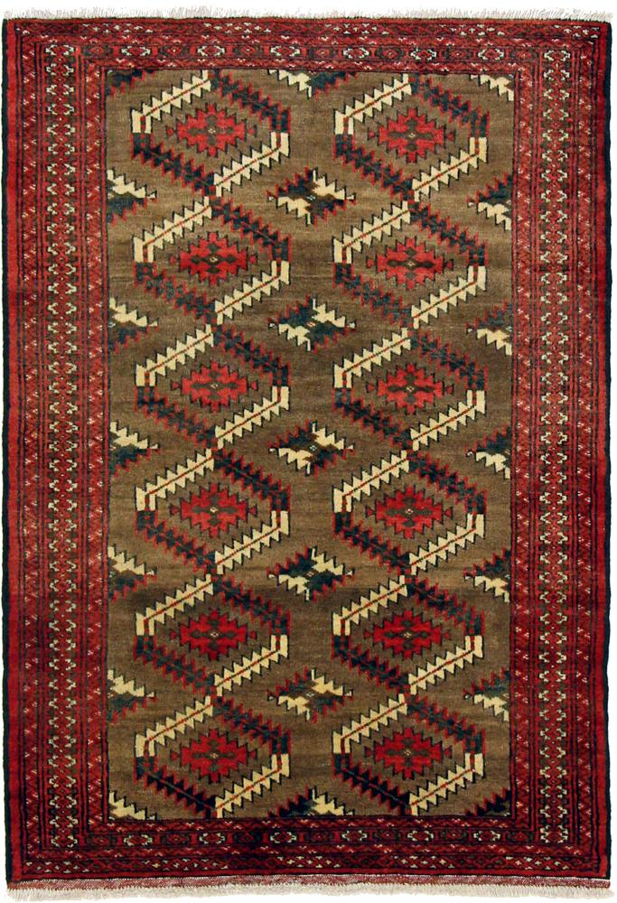 Tapete persa Turcomano 141x101 141x101, Tapete persa Atado à mão