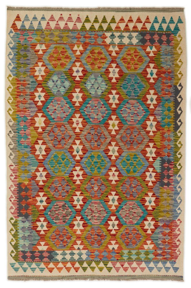 Covor afgan Chilim Afghan 204x134 204x134, Covor persan Țesut manual