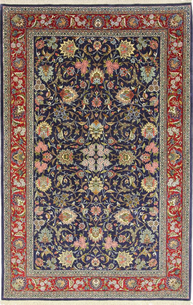 Tapete persa Isfahan Fio de Seda 219x141 219x141, Tapete persa Atado à mão