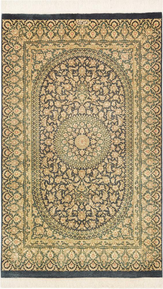 Tapete persa Ghom Seda 3'11"x2'6" 3'11"x2'6", Tapete persa Atado à mão