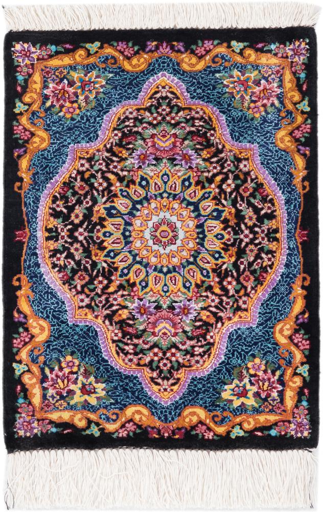 Tappeto persiano Qum di Seta 1'5"x1'0" 1'5"x1'0", Tappeto persiano Annodato a mano