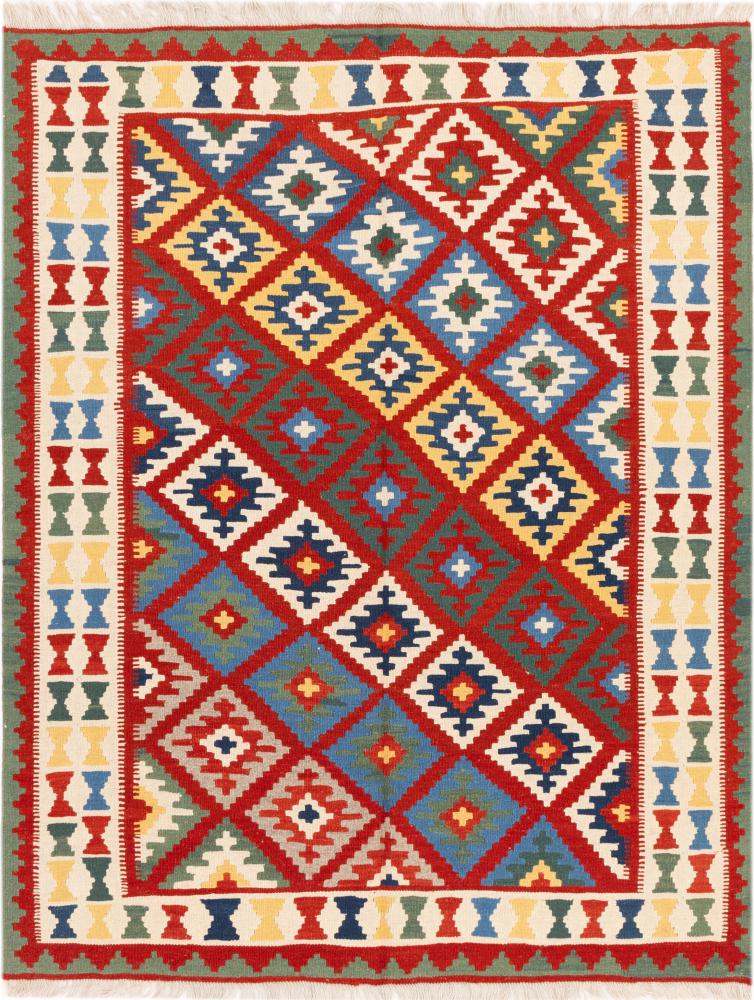 Tapis persan Kilim Fars Ghashghai 198x154 198x154, Tapis persan Tissé à la main