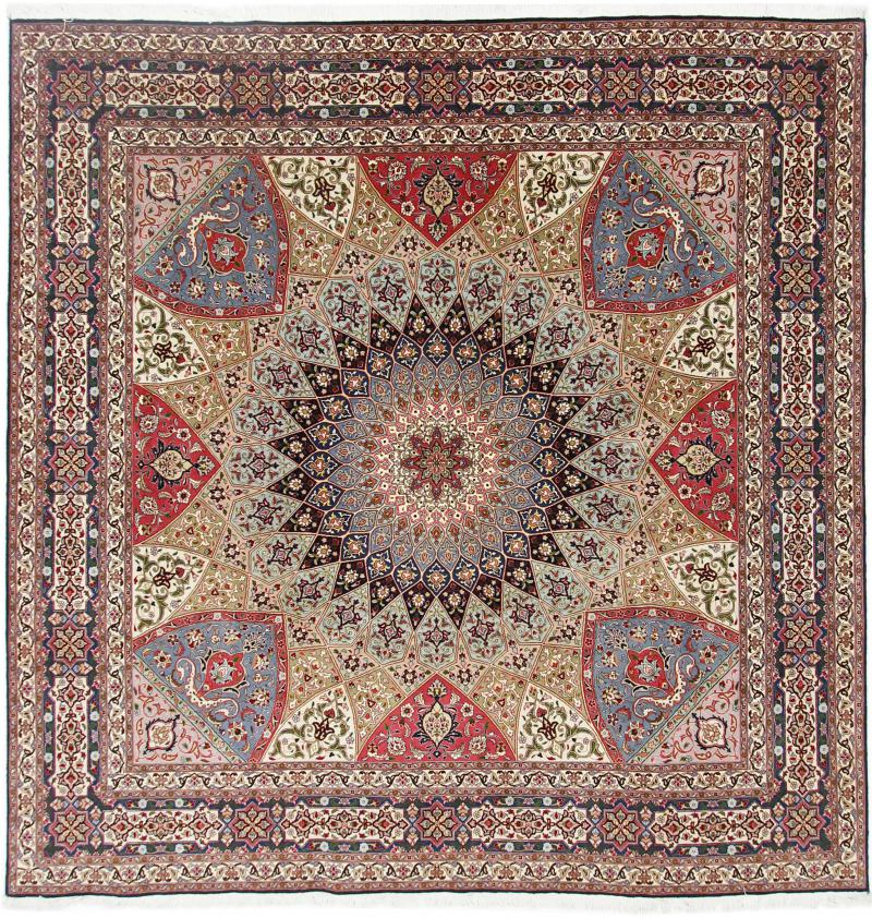 Tapete persa Tabriz 50Raj 261x252 261x252, Tapete persa Atado à mão