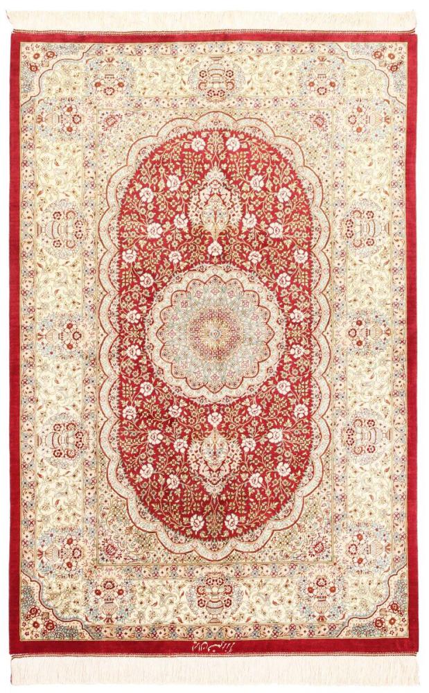 Tapis persan Ghom Soie 144x96 144x96, Tapis persan Noué à la main
