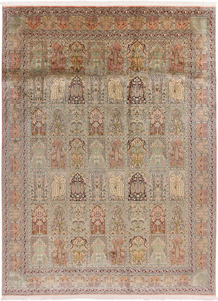 Tapis indien Cachemire Soie 371x274 371x274, Tapis persan Noué à la main