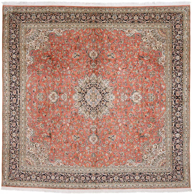 Tapete indiano Kashmir Pura Seda 7'11"x8'1" 7'11"x8'1", Tapete persa Atado à mão