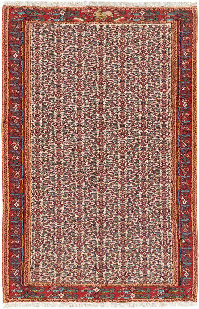 Tapete persa Kilim Fars Senneh 201x129 201x129, Tapete persa Atado à mão