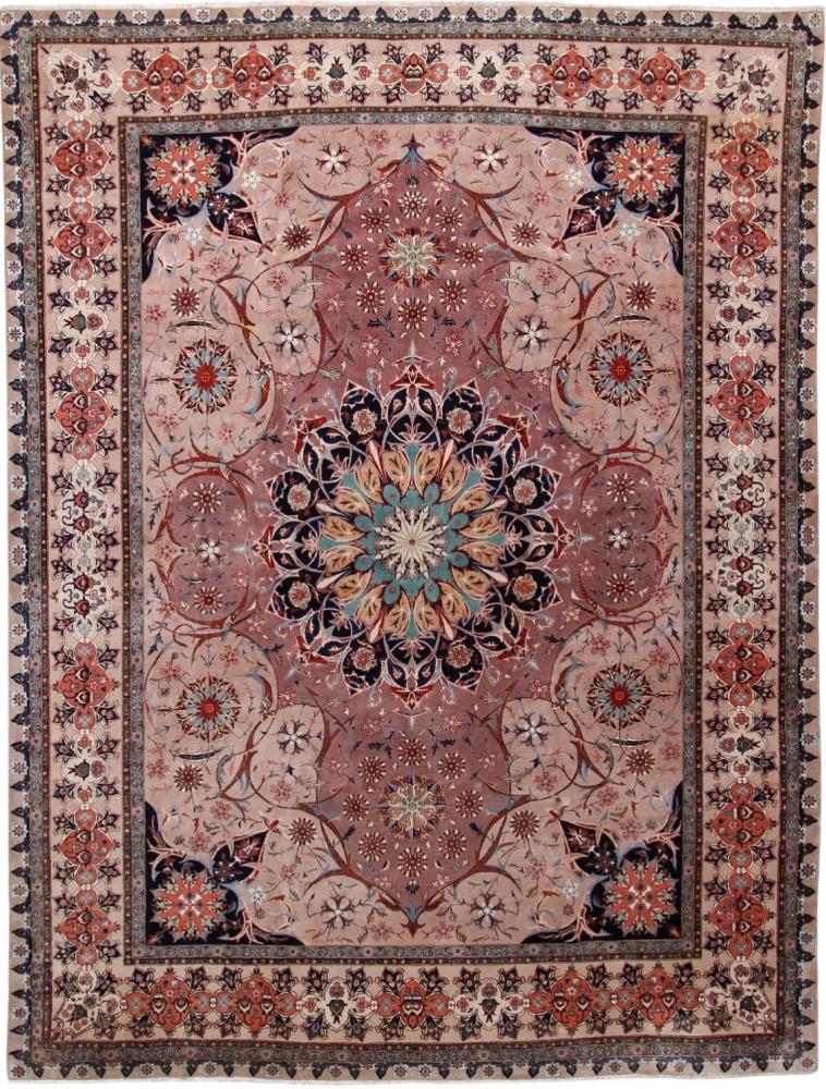 Persian Rug Tabriz 50Raj 12'7"x9'7" 12'7"x9'7", Persian Rug Knotted by hand