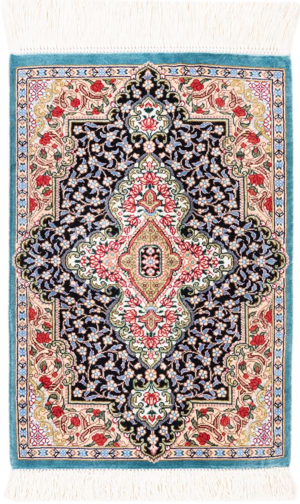 Persian Rug Qum Silk Signed 40x30 40x30, Persian Rug Knotted by hand