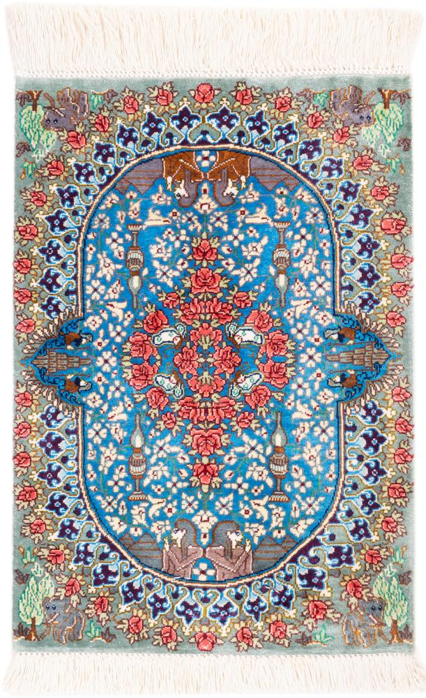 Perzisch tapijt Qum Zijde Signed 40x30 40x30, Perzisch tapijt Handgeknoopte