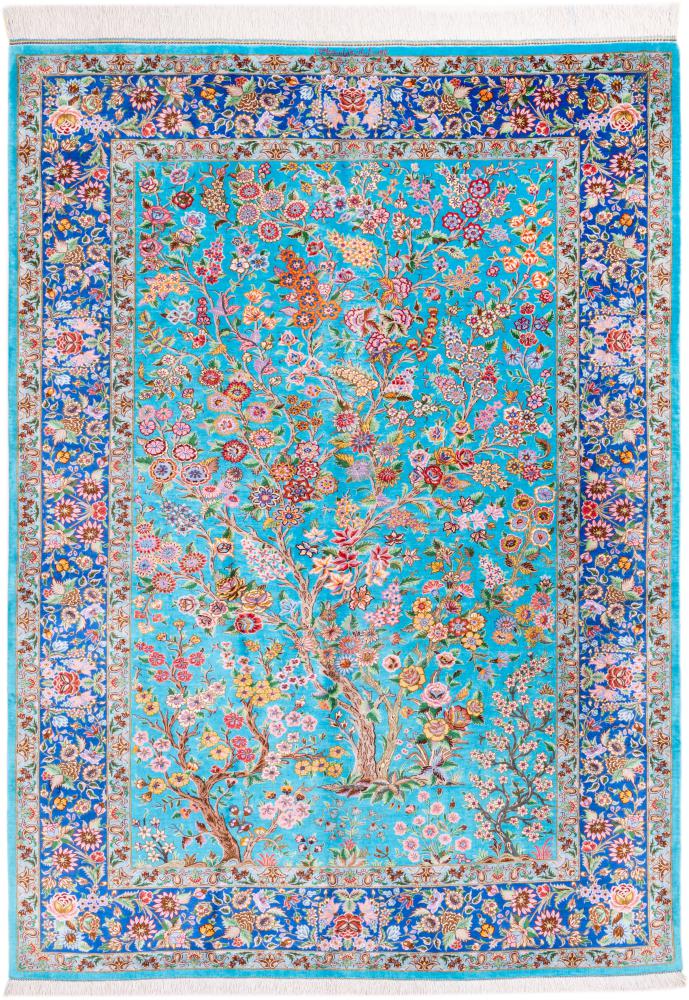 Tapis persan Ghom Soie Signé Eshaghi 195x138 195x138, Tapis persan Noué à la main