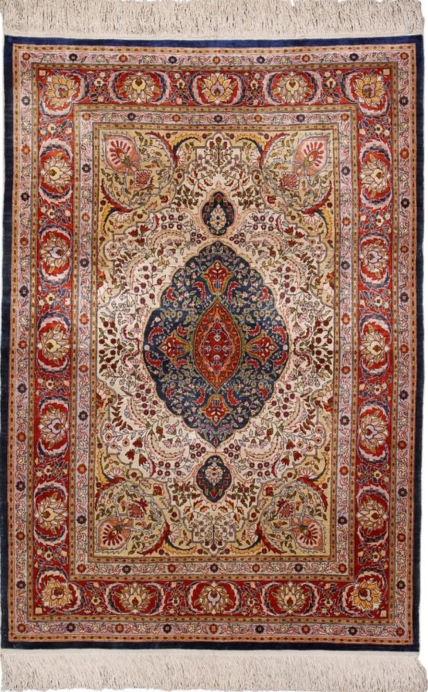  Hereke Seide 132x93 132x93, Perserteppich Handgeknüpft