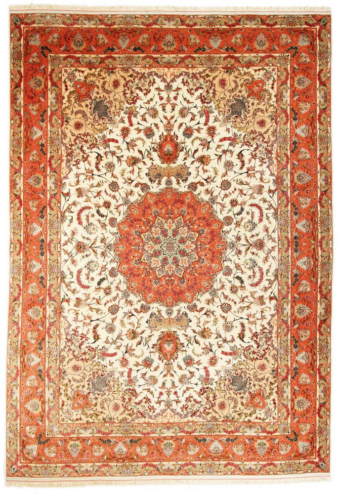 Tapete persa Tabriz 60Raj Fio de Seda 353x247 353x247, Tapete persa Atado à mão