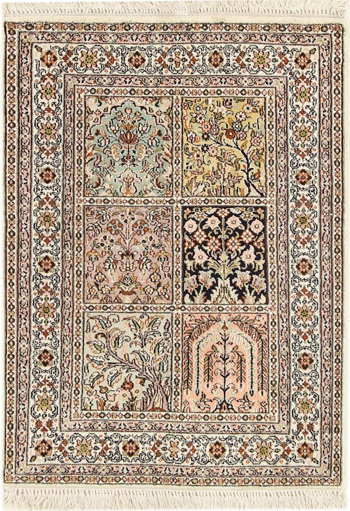 Indischer Teppich Kaschmir Seide 2'11"x2'2" 2'11"x2'2", Perserteppich Handgeknüpft