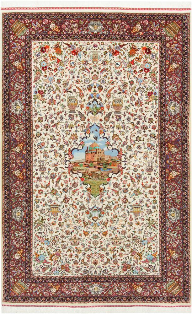 Tapete persa Tabriz Fio de Seda 278x174 278x174, Tapete persa Atado à mão