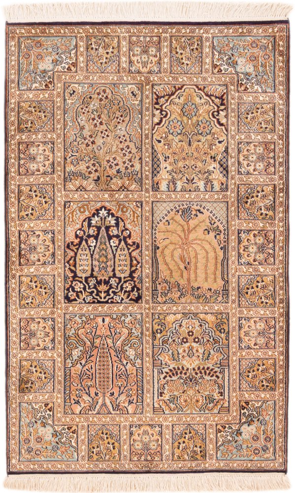 Indiaas tapijt Kasjmier Zijde 131x83 131x83, Perzisch tapijt Handgeknoopt