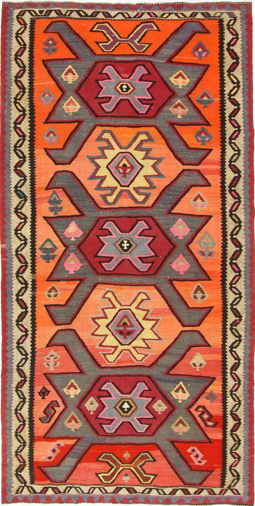 Tapete persa Kilim Fars Azerbaijan Antigo 303x150 303x150, Tapete persa Tecido à mão