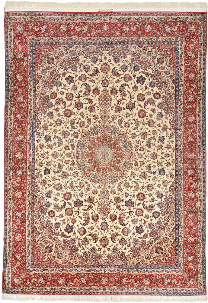 Tapis persan Ispahan Ancien Tavakoli Chaîne de Soie 441x324 441x324, Tapis persan Noué à la main