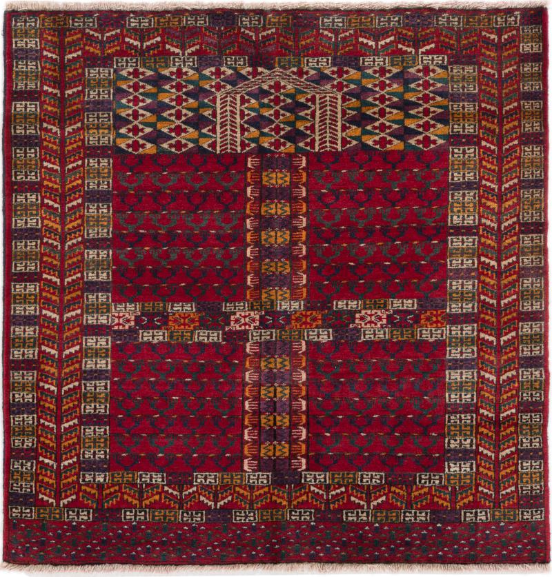 Afghan rug Afghan Buchara Old 102x98 102x98, Persian Rug Knotted by hand