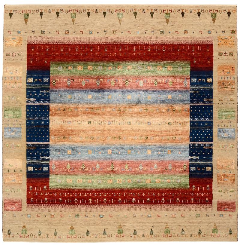 Indiai szőnyeg Gabbeh Loribaft Design 205x201 205x201, Perzsa szőnyeg Kézzel csomózva
