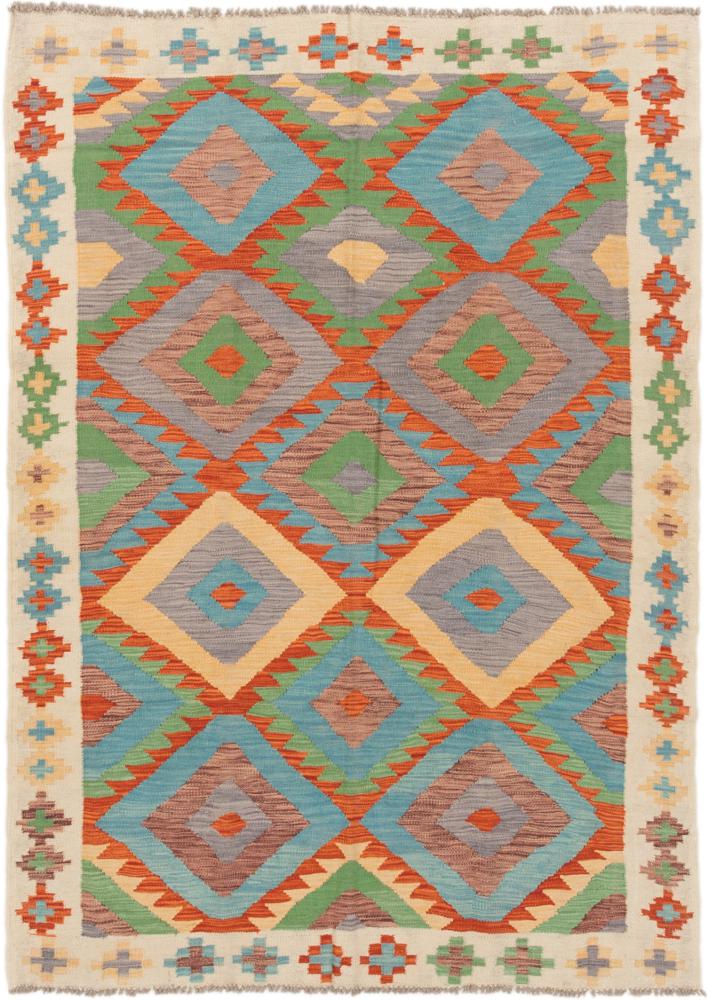 Tapete afegão Kilim Afegão 190x139 190x139, Tapete persa Tecido à mão