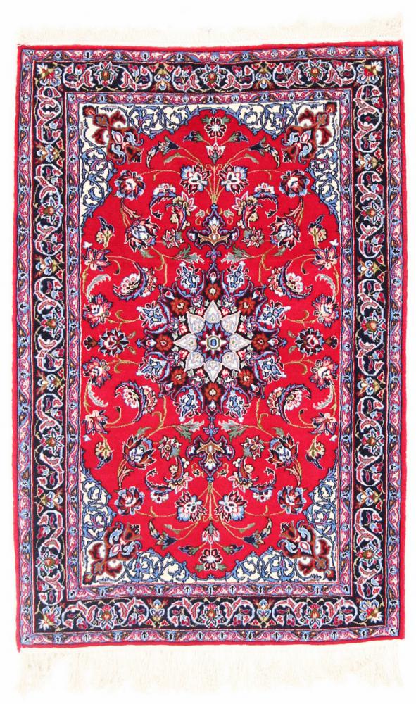 Persian Rug Isfahan Silk Warp 3'7"x2'4" 3'7"x2'4", Persian Rug Knotted by hand