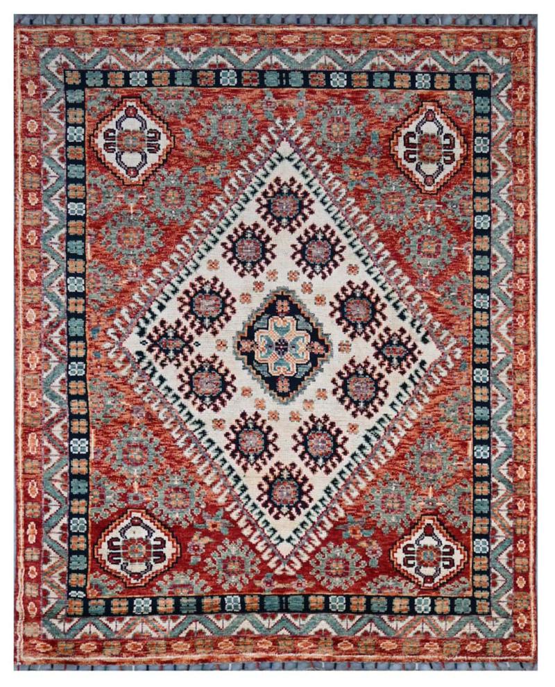 Pakistaans tapijt Kazak Ghashghai 191x153 191x153, Perzisch tapijt Handgeknoopt