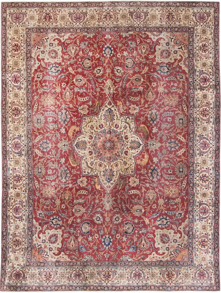 Persian Rug Tabriz Antique 12'7"x9'3" 12'7"x9'3", Persian Rug Knotted by hand