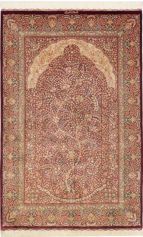 Persisk tæppe Ghom Silke 155x102 155x102, Persisk tæppe Knyttet i hånden