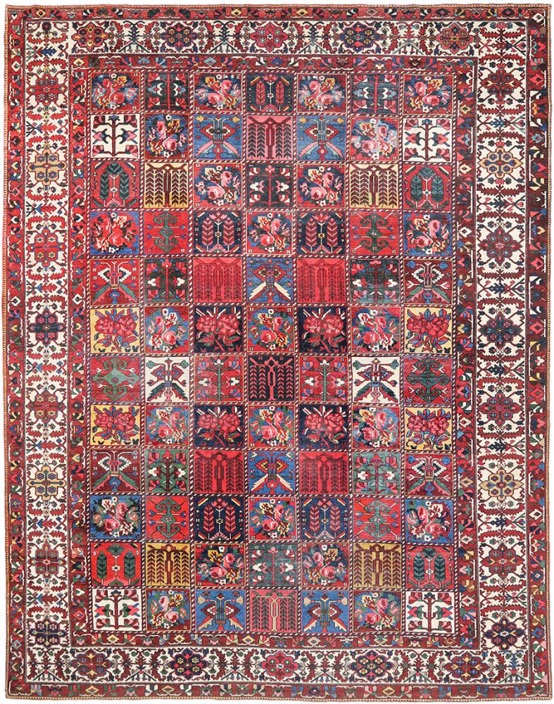 Persisk matta Bakhtiari Antik 412x325 412x325, Persisk matta Knuten för hand