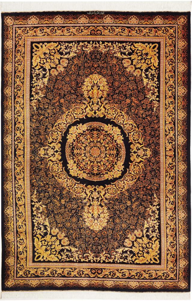 Persisk tæppe Ghom Silke 199x136 199x136, Persisk tæppe Knyttet i hånden