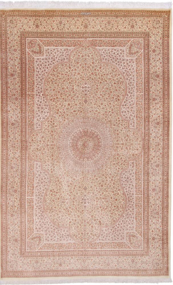 Persisk tæppe Ghom Silke 306x201 306x201, Persisk tæppe Knyttet i hånden