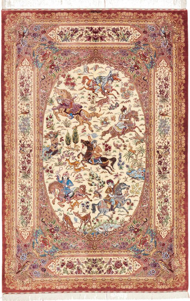 Persisk tæppe Ghom Silke 199x132 199x132, Persisk tæppe Knyttet i hånden