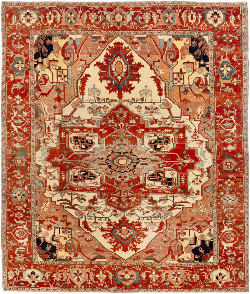 Perserteppich Heriz Alt 12'4"x10'4" 12'4"x10'4", Perserteppich Handgeknüpft