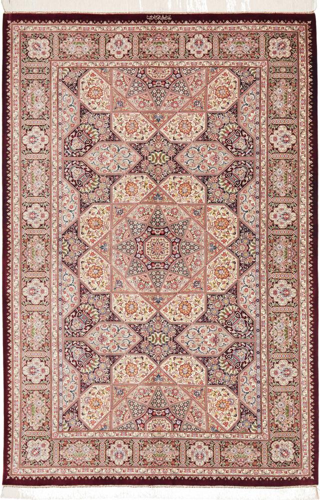 Persisk tæppe Ghom Silke 199x132 199x132, Persisk tæppe Knyttet i hånden