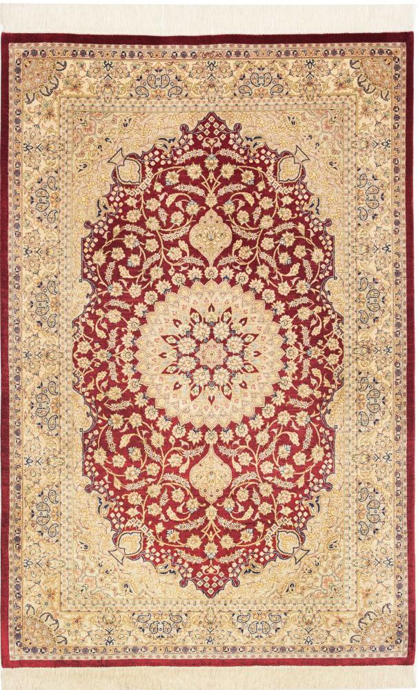 Persisk tæppe Ghom Silke 150x96 150x96, Persisk tæppe Knyttet i hånden