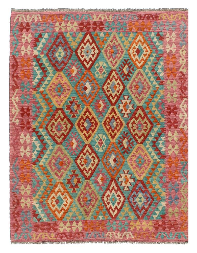 Afghan rug Kilim Afghan 7'3"x6'1" 7'3"x6'1", Persian Rug Woven by hand