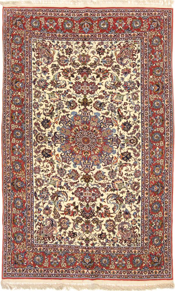 Persian Rug Isfahan  Silk Warp 8'7"x5'3" 8'7"x5'3", Persian Rug Knotted by hand